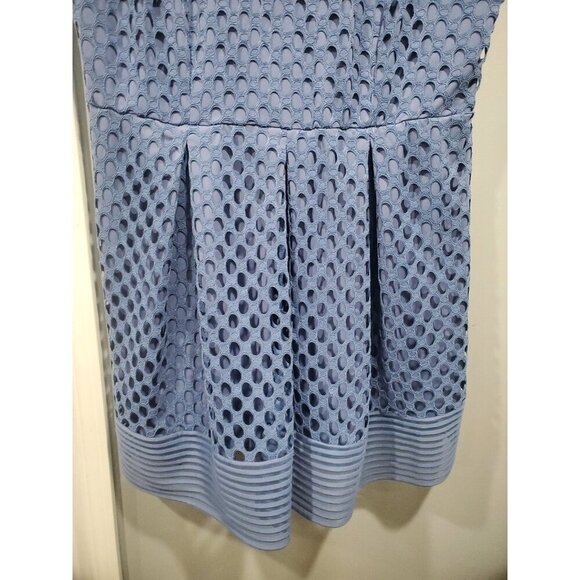 Lane Bryant Blue Sleeveless Geo Eyelet Lace Mesh A Line Fit & Flare Dress Sz 24 - Picture 3 of 16